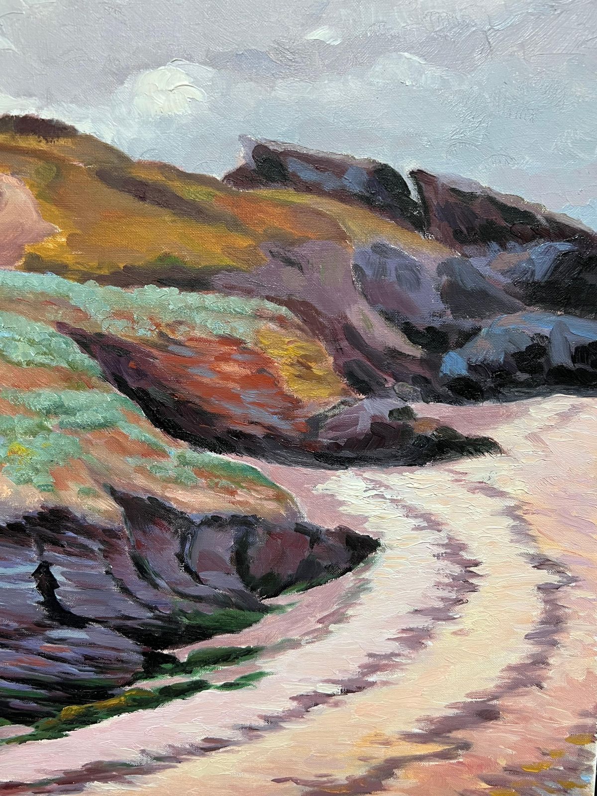 Georges Bordonove French Impressionist Oil Painting Coastal Path With Majestic Cliffs photo Art