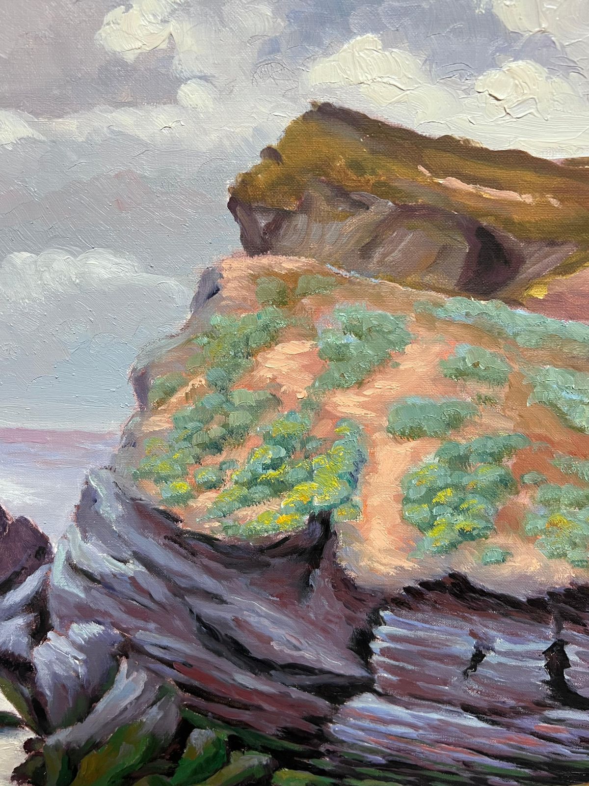 photo furniture Georges Bordonove French Impressionist Oil Painting Coastal Path With Majestic Cliffs