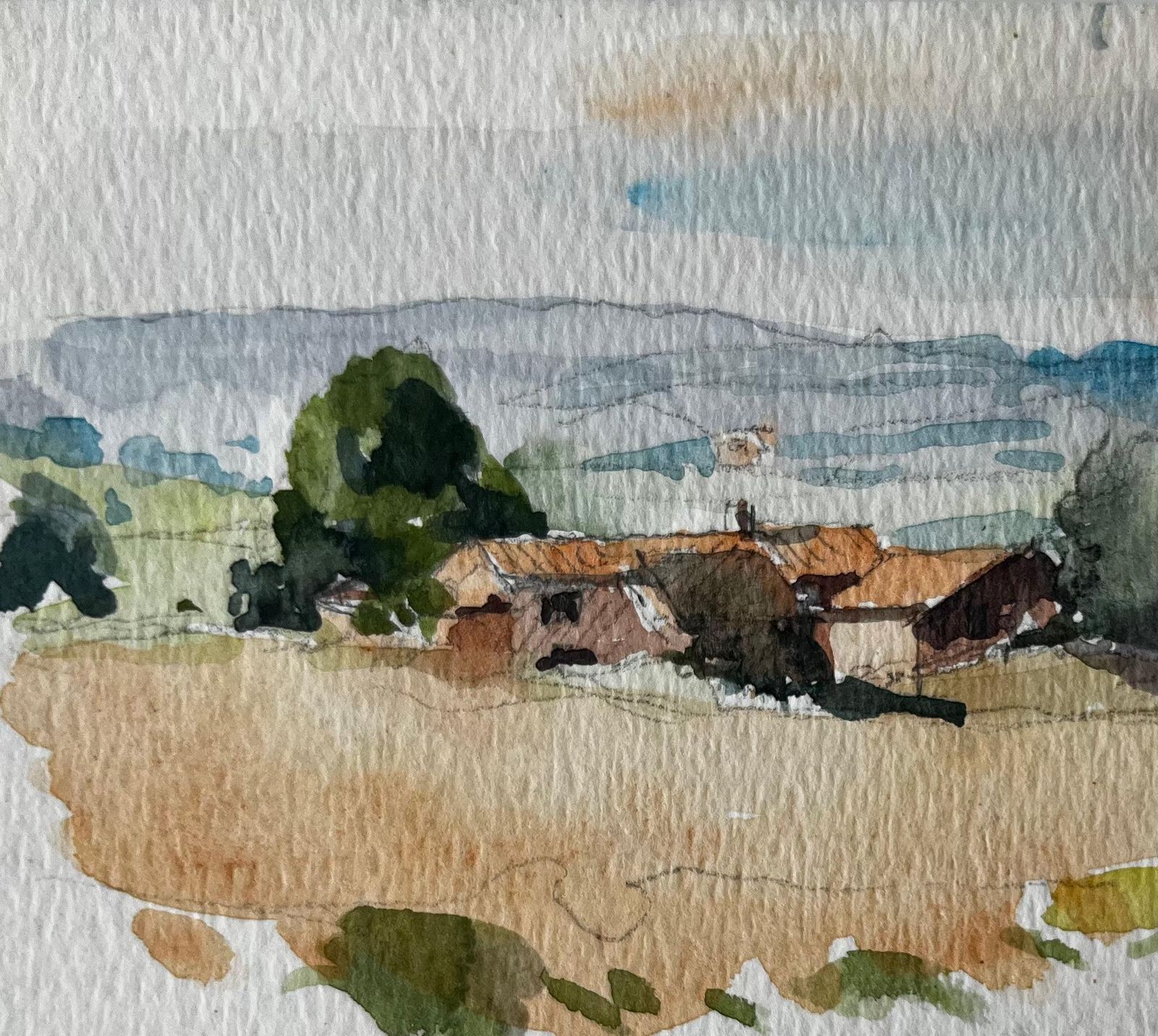 Pierre Neveu Apt Provençal Countryside Landscape Watercolour French Post Impressionist photo for sale