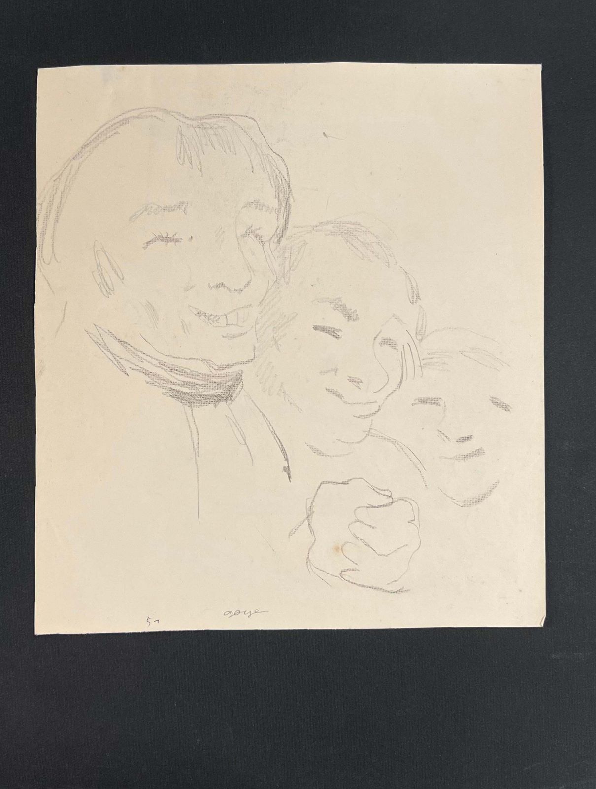 Robert Ladou Pencil Sketch Of Caricatures Faces Original French Artwork 20th Century photo Art
