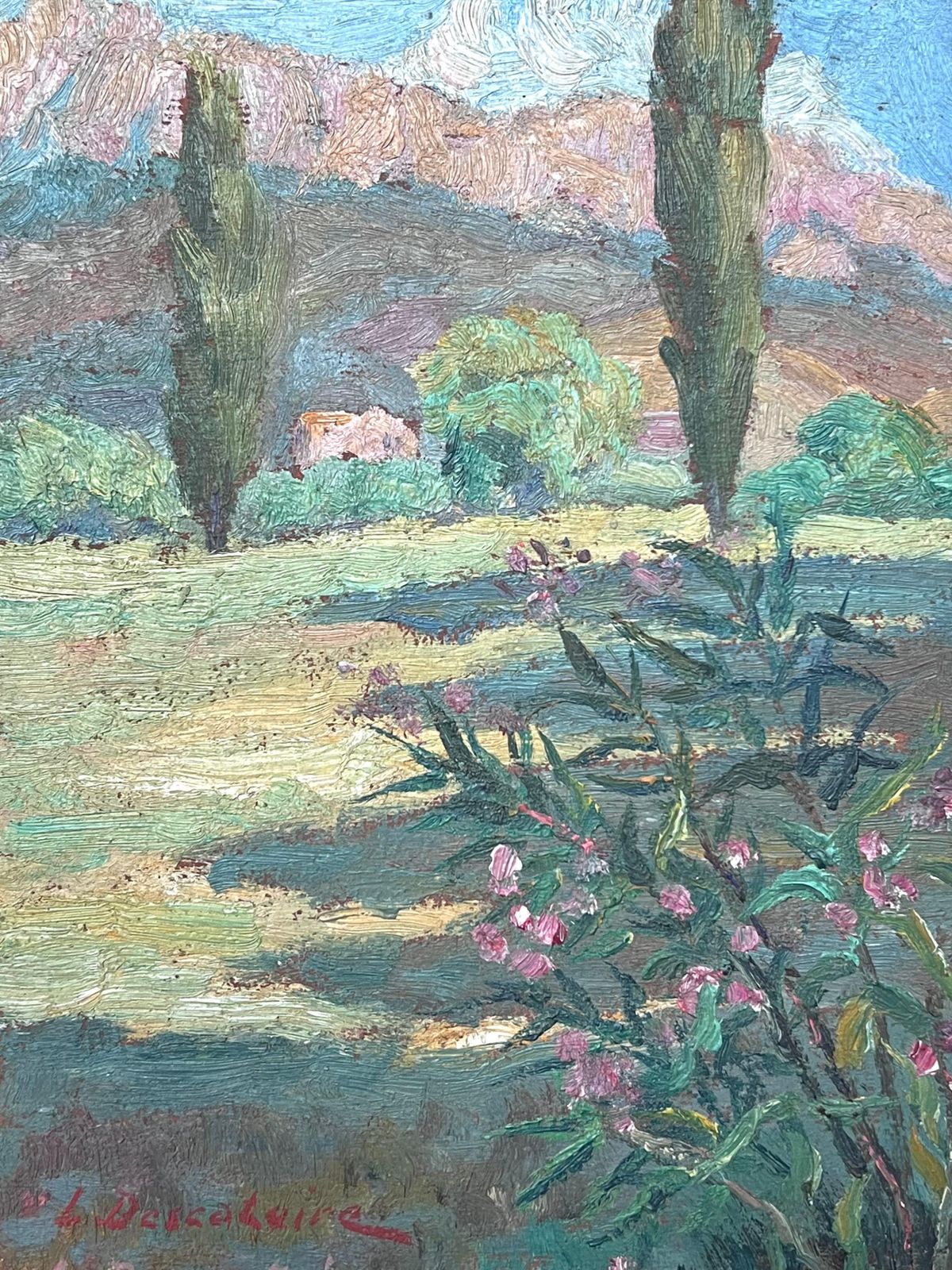 L. Descatoire (19th 20th Century) Mid 20th Century French Impressionist Oil Painting Provence Landscape Trees photo Art