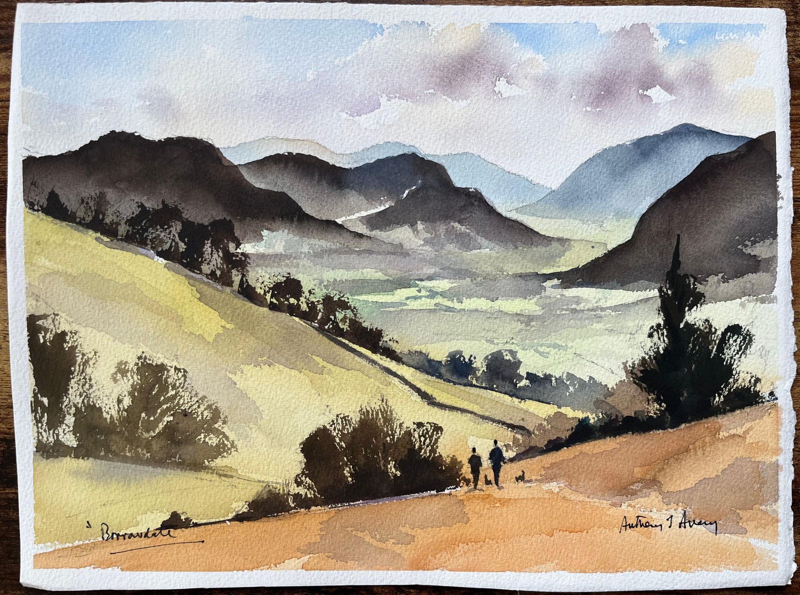 Anthony Avery British Impressionist Watercolor Of Borrowdale Valley In The Lake District photo furniture