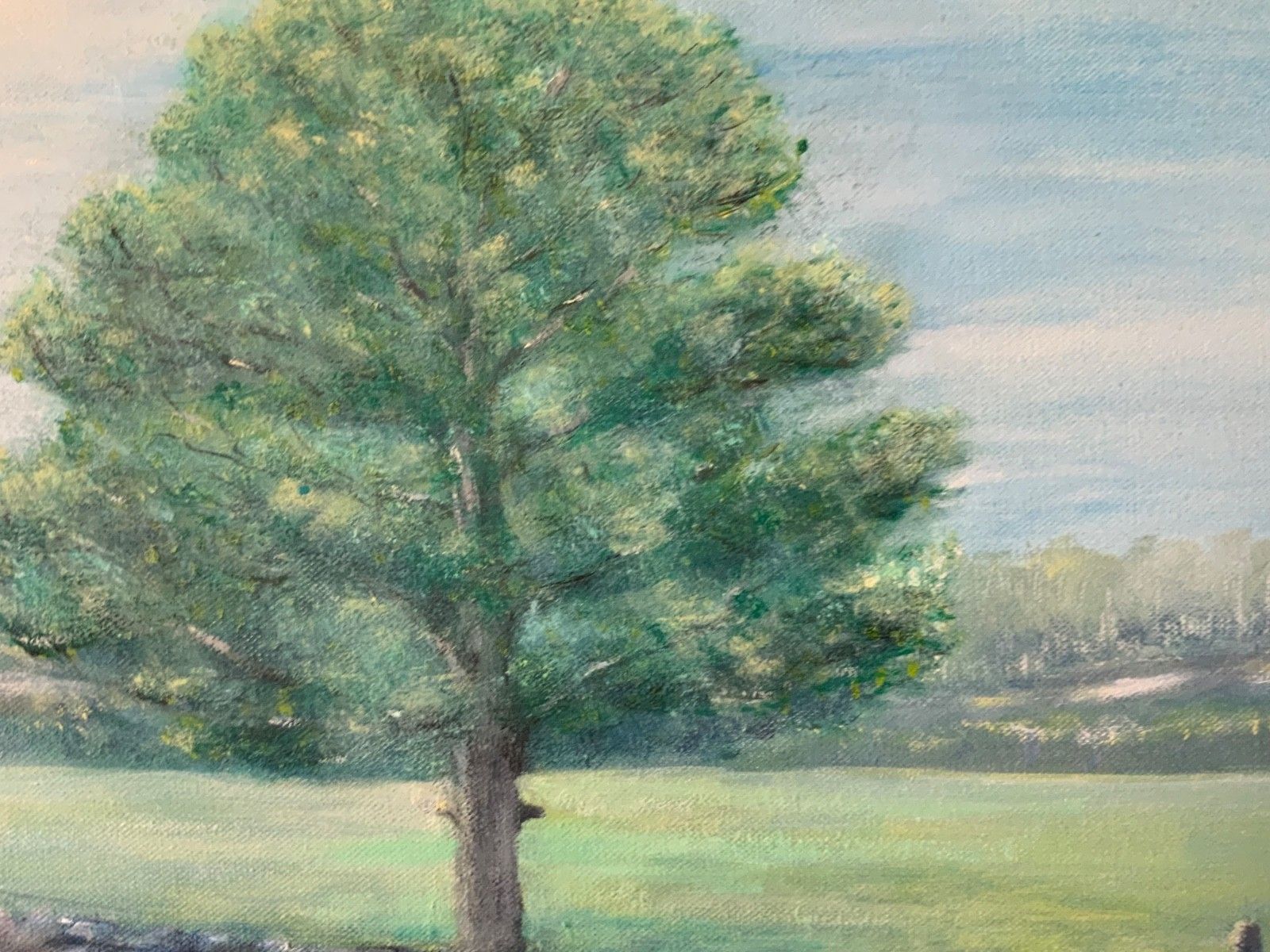 Vintage Original Oil On Canvas Painting Impressionists Rural Landscape 1995 photo vinterior