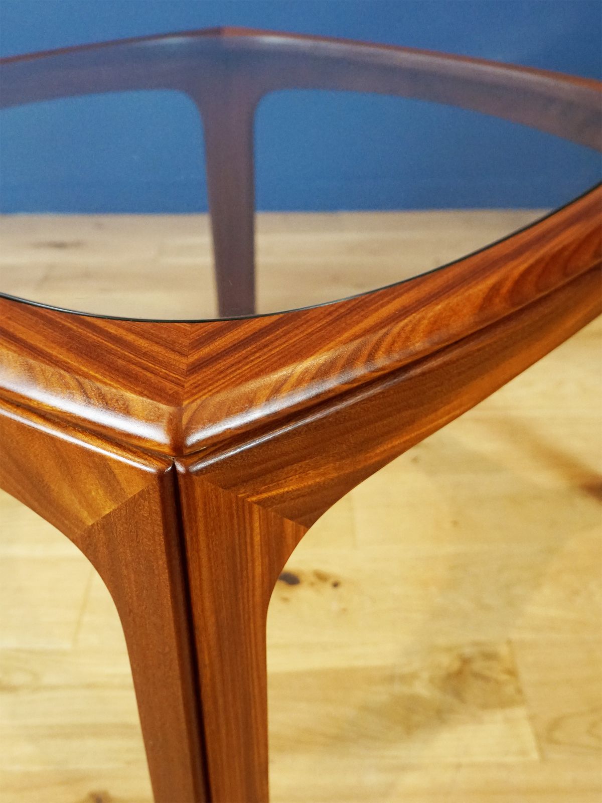 1970s G Plan Afromosia Coffee Table With Sculpted Square Frame And Glass Top photo for sale