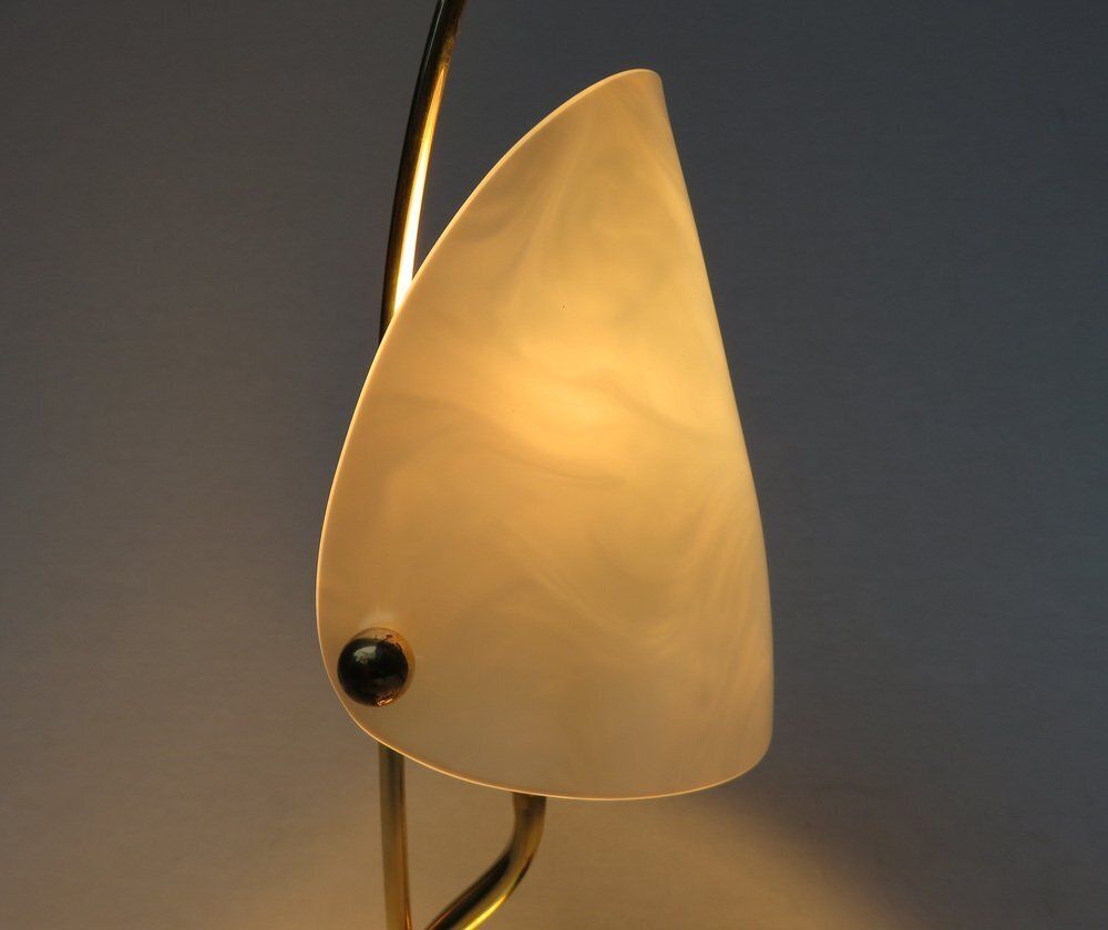 Bedside Table Lamps In Brass And Pearl Colored Acrylic Glass From Wkr Lamps, 1950s, Set Of 2 photo vinterior
