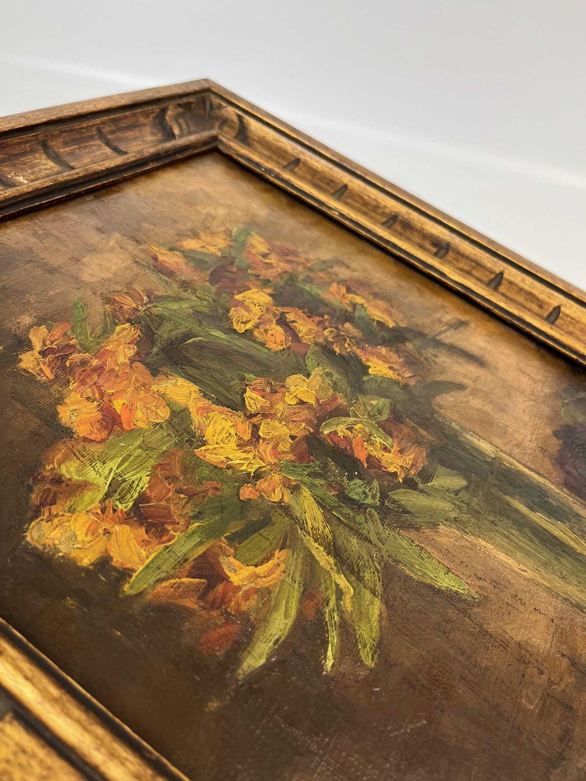 photo for sale Beautiful French Antique Impressionism Still Life Oil Painting Flowers In Vase Gold Frame Signed H. Niay