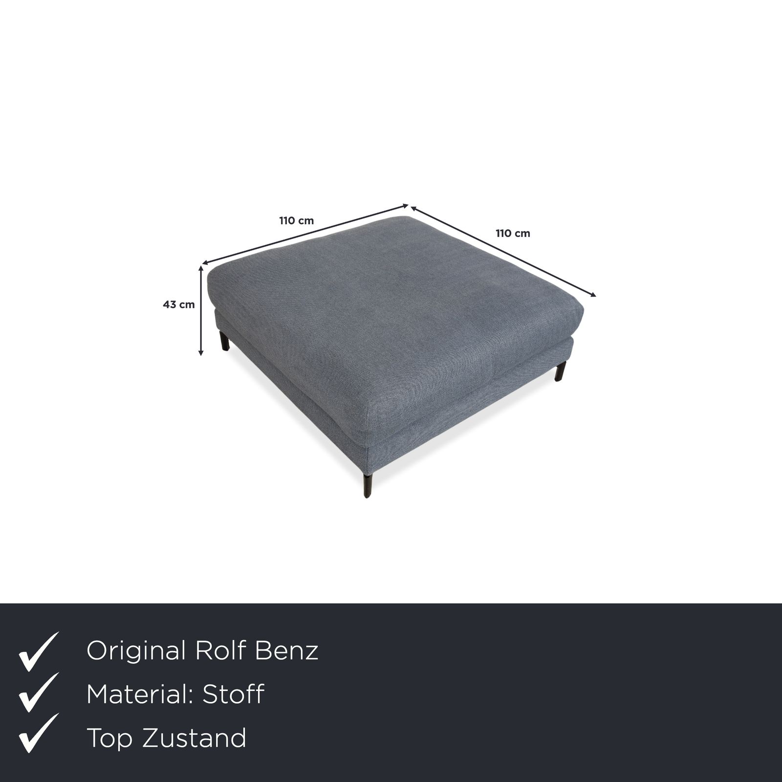 Pouf Rolf Benz Nuvola en tissu bleu gris photo furniture