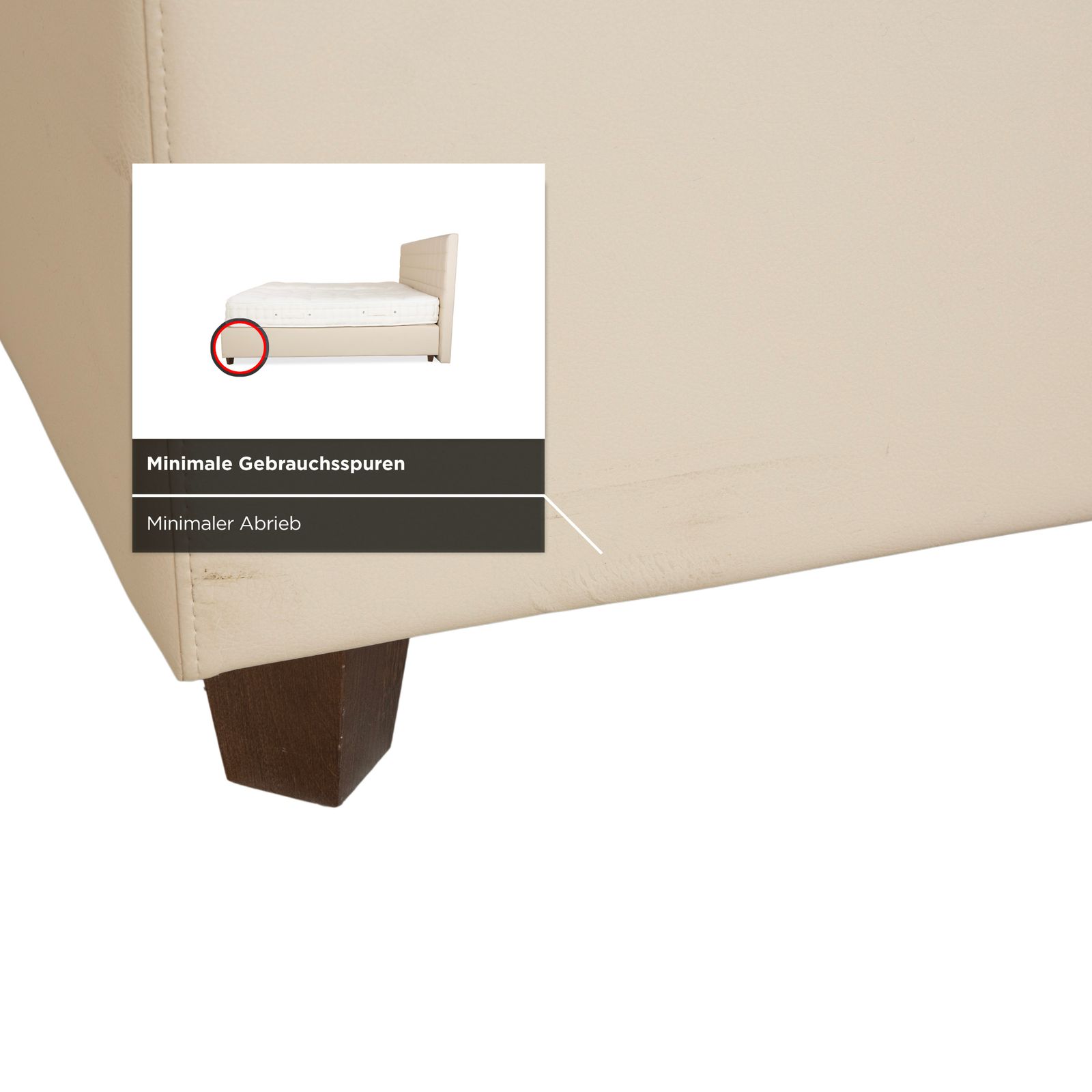 photo for sale Boxspringliebe Stockholm Bed Faux Leather Cream Beige