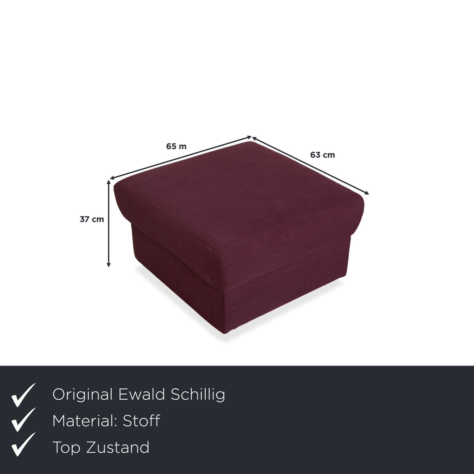 Ewald Schillig Flex Plus Fabric Stool Purple Aubergine Red photo furniture