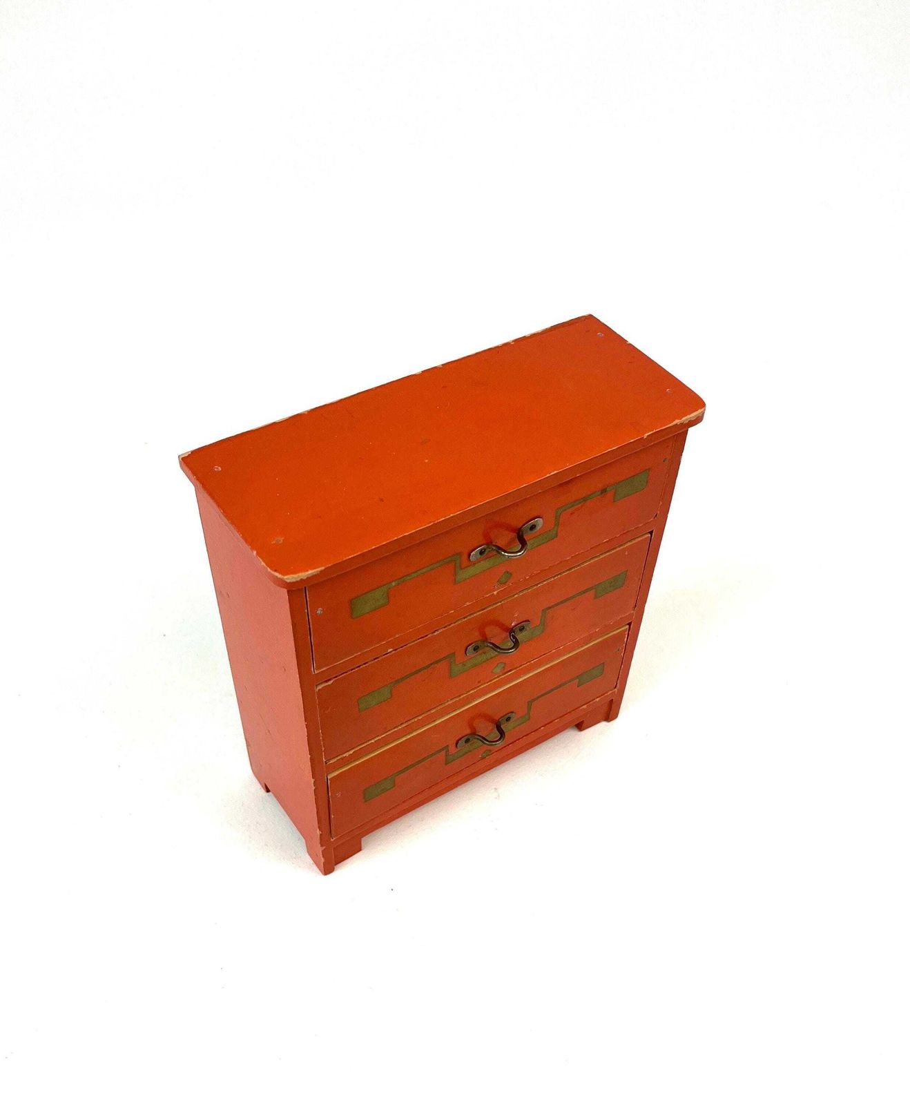 Rare Art Deco Bauhaus De Stijl Red Jewelry Table Box Chest Of Drawers France 1930 photo for sale