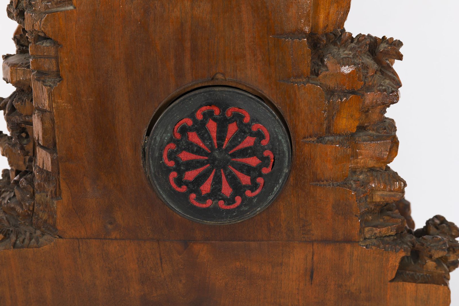 Home Decor Antique Swiss 'Black Forest' Carved Linden Wood Clock By Bergen & Co 19th C photo
