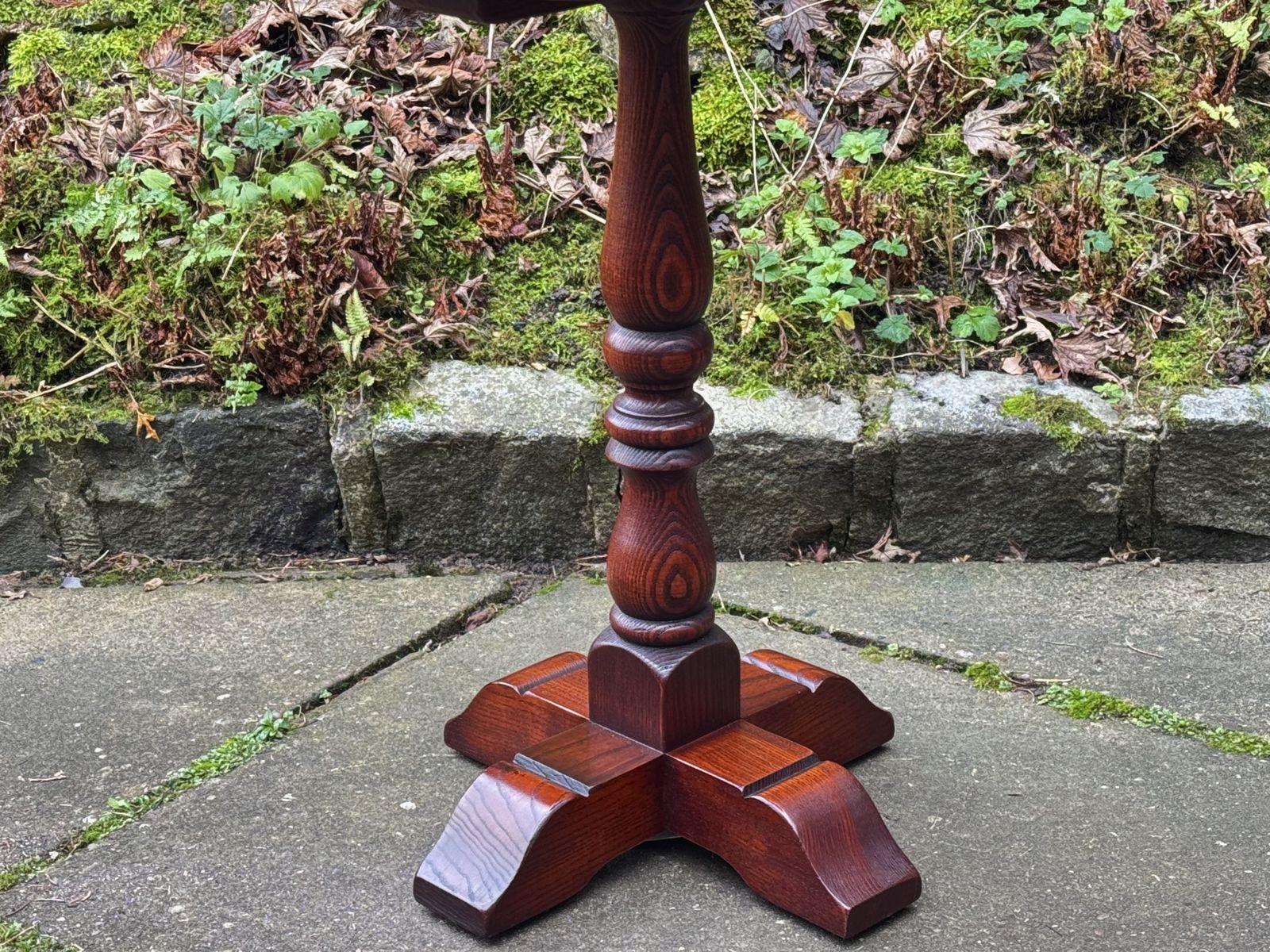 A Wood Brothers Old Charm Tudor Brown Solid Oak Occasional Lamp / Wine / Coffee Table photo for sale