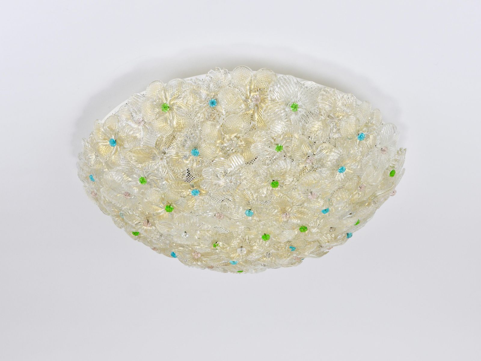 Barovier & Toso Large Millefiori Murano Glass Flower Flush Mount, Italy, 1960s photo 1831.0