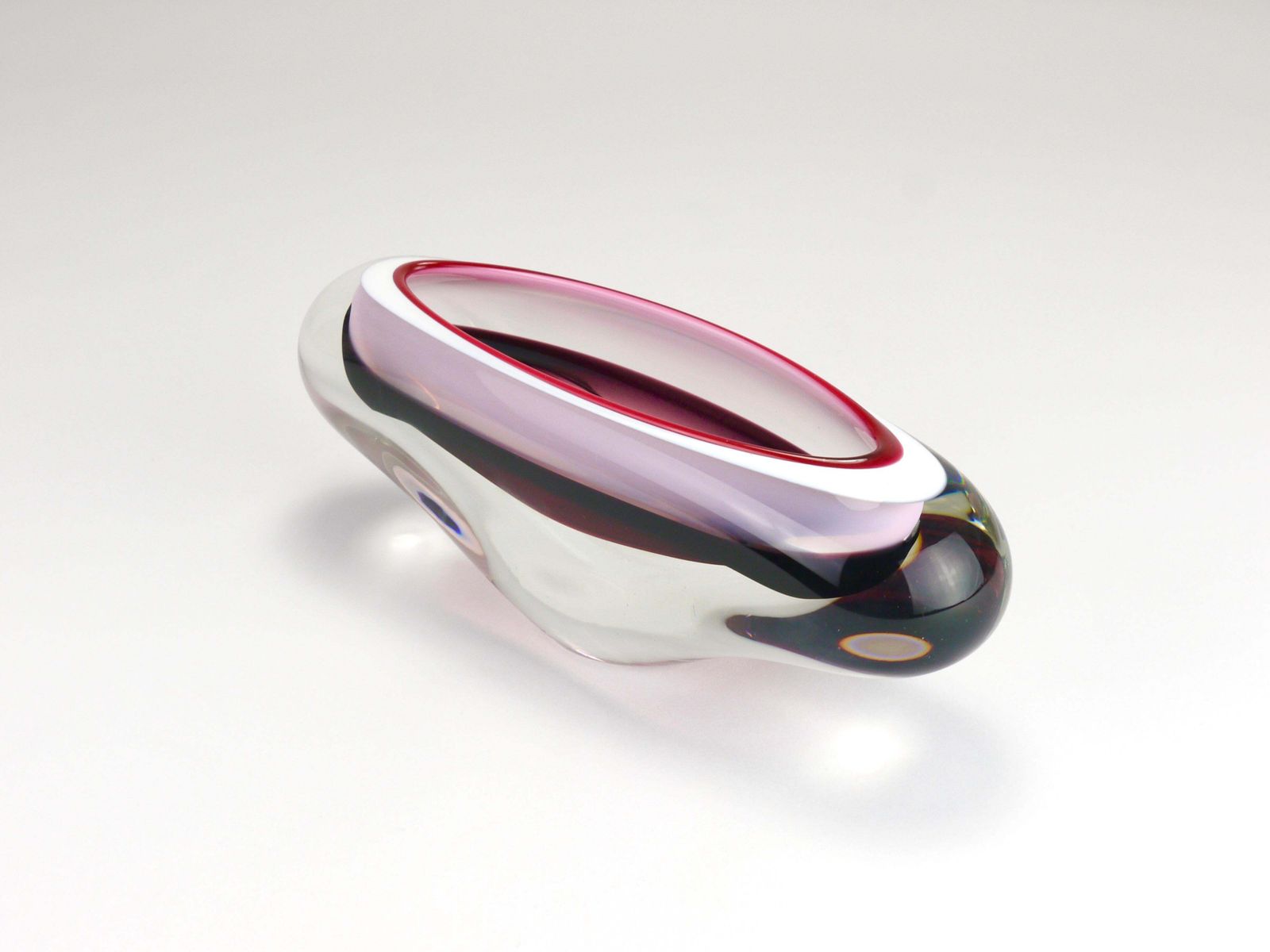 photo vinterior Josef Hospodka Sommerso Multi Color Studio Art Glass Bowl, Czechoslovakia, 1960s