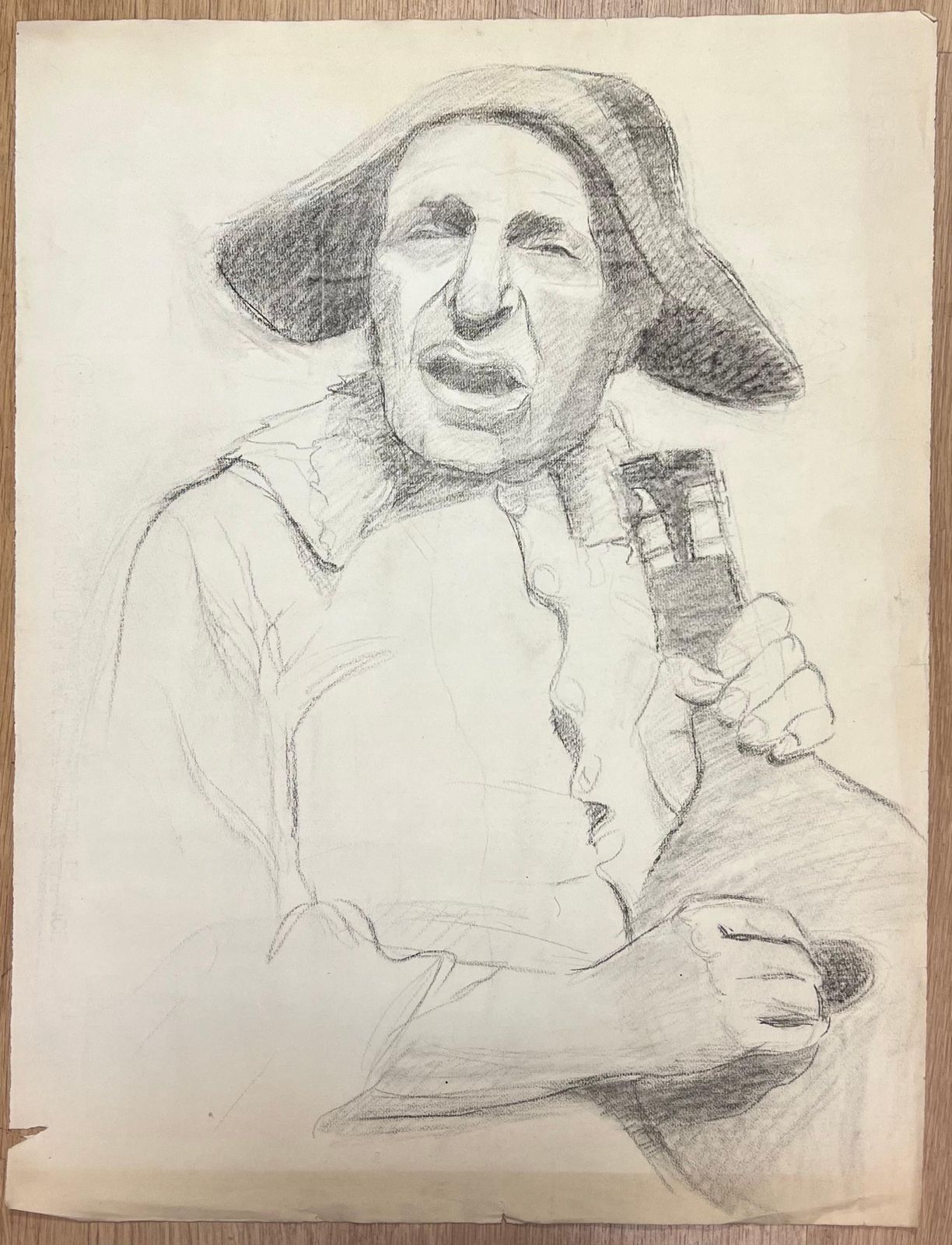 Josine Vignon Mid Century French Sketch Of A Singing Figure With A Broad Brimmed Hat photo furniture