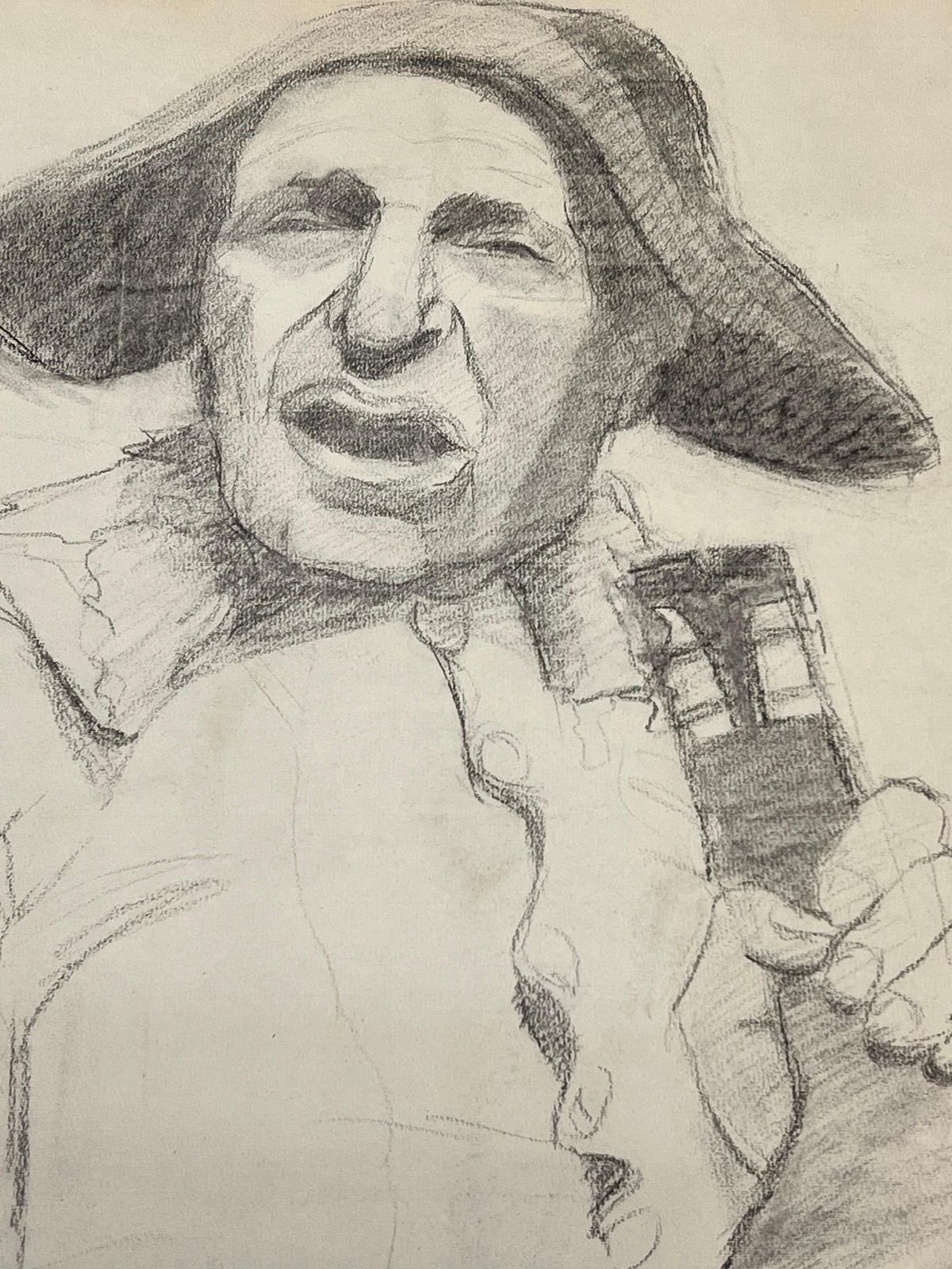 Josine Vignon Mid Century French Sketch Of A Singing Figure With A Broad Brimmed Hat photo Art
