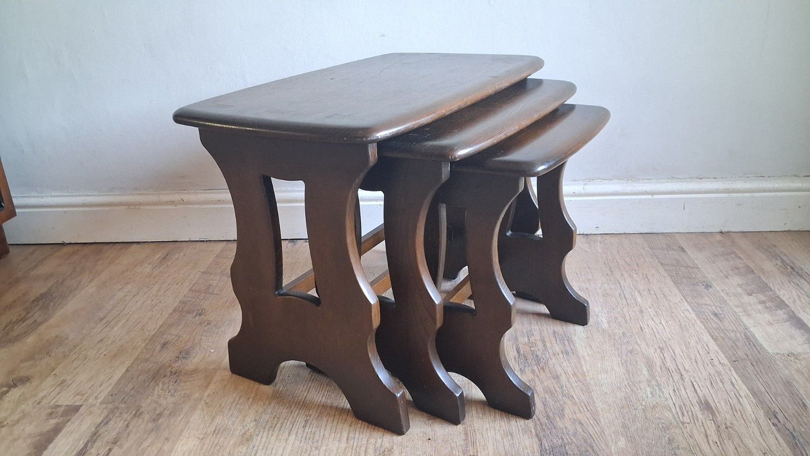 1960's  Ercol Chantry Mid Century Solid Elm Nest Of Tables photo furniture