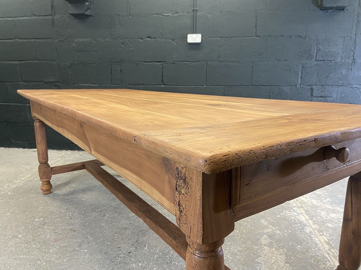 Large Antique French Cherry Farmhouse Dining Table photo Furniture