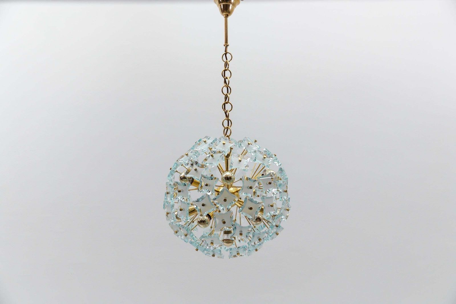 Snowflake Lamp In Gold And Glass In The By Zero Quattro, 1960s Italy photo for sale