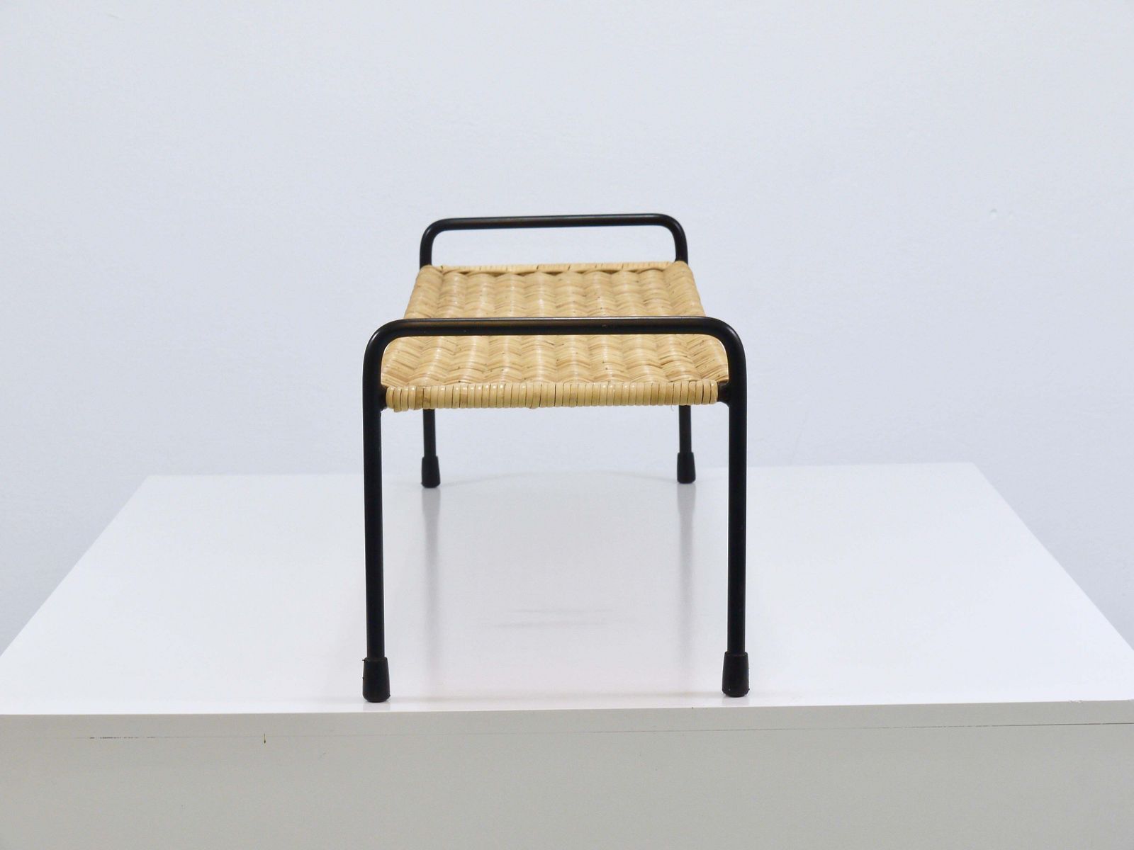 photo for sale Carl Aubock Side Table, Flower Plant Bench, Iron, Rattan, Wicker, Austria, 1950s