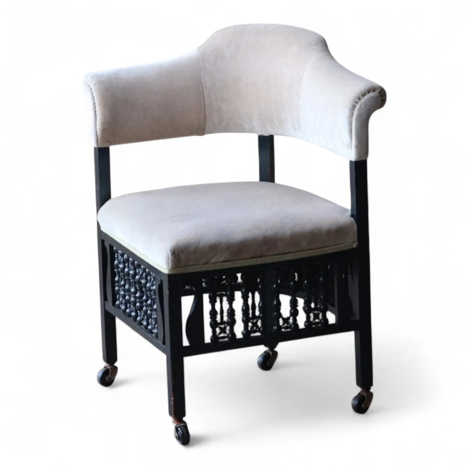 225.0 Antique Edwardian Ebonised Corner Chair / Armchair photo