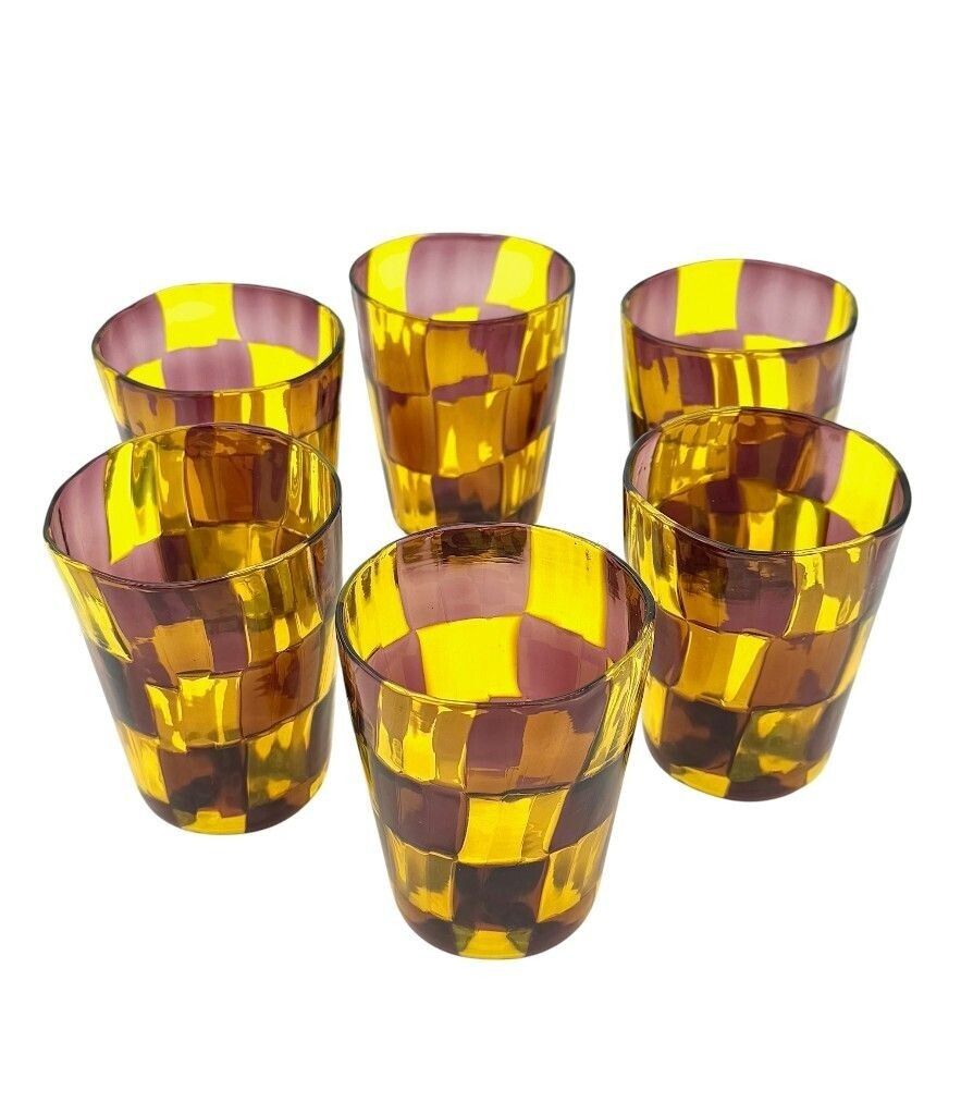 Home Decor A Set Of Six Italian Handblown Murano Glass Tumblers photo