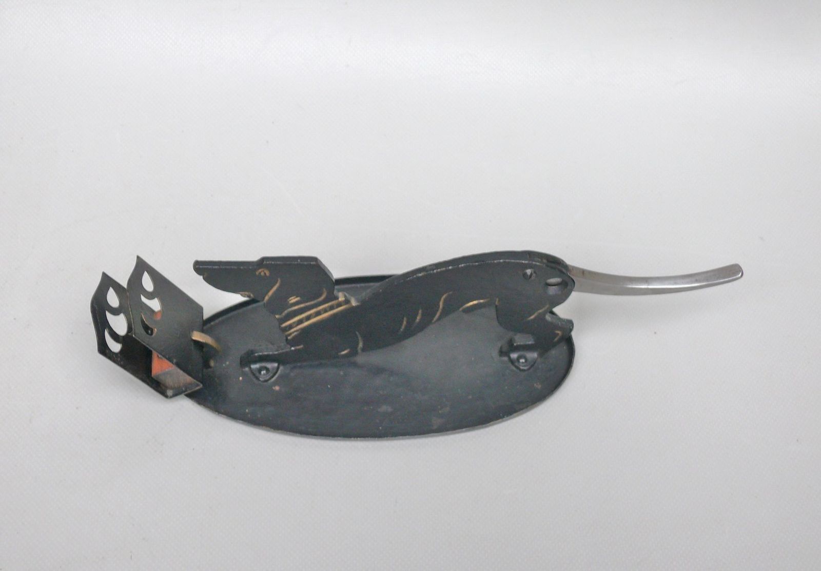 Arts And Crafts Art Nouveau Iron, Brass, Black And Gold Cigar Cutter, 1890s photo 1021.0