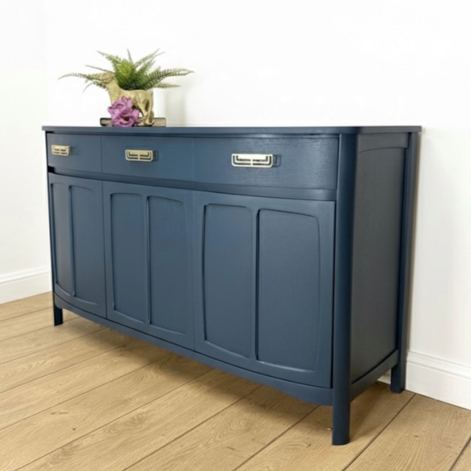 Refinished Navy Blue Nathan Sideboard, Mid Century Modern, Tv Stand, Drinks, Teak photo 1275.0