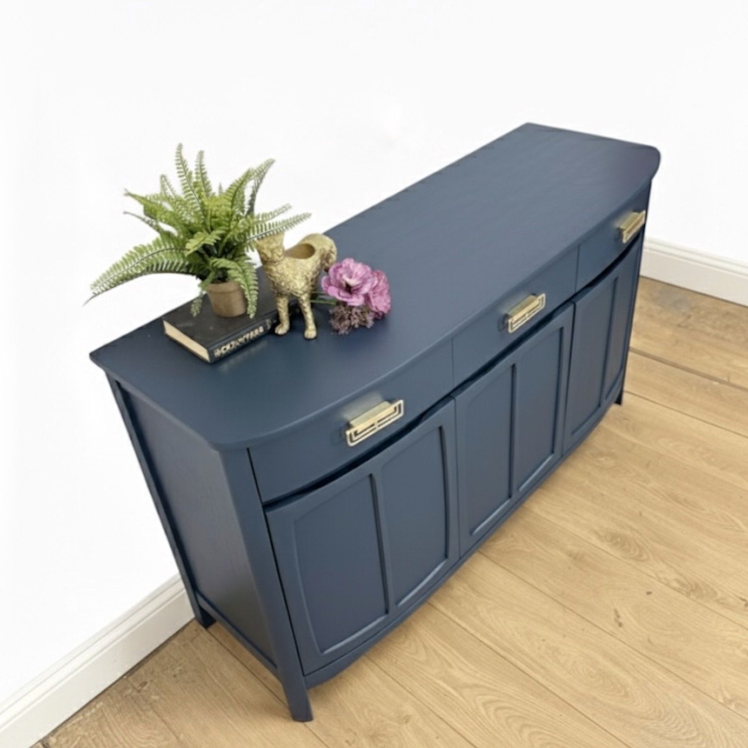 Refinished Navy Blue Nathan Sideboard, Mid Century Modern, Tv Stand, Drinks, Teak photo buy