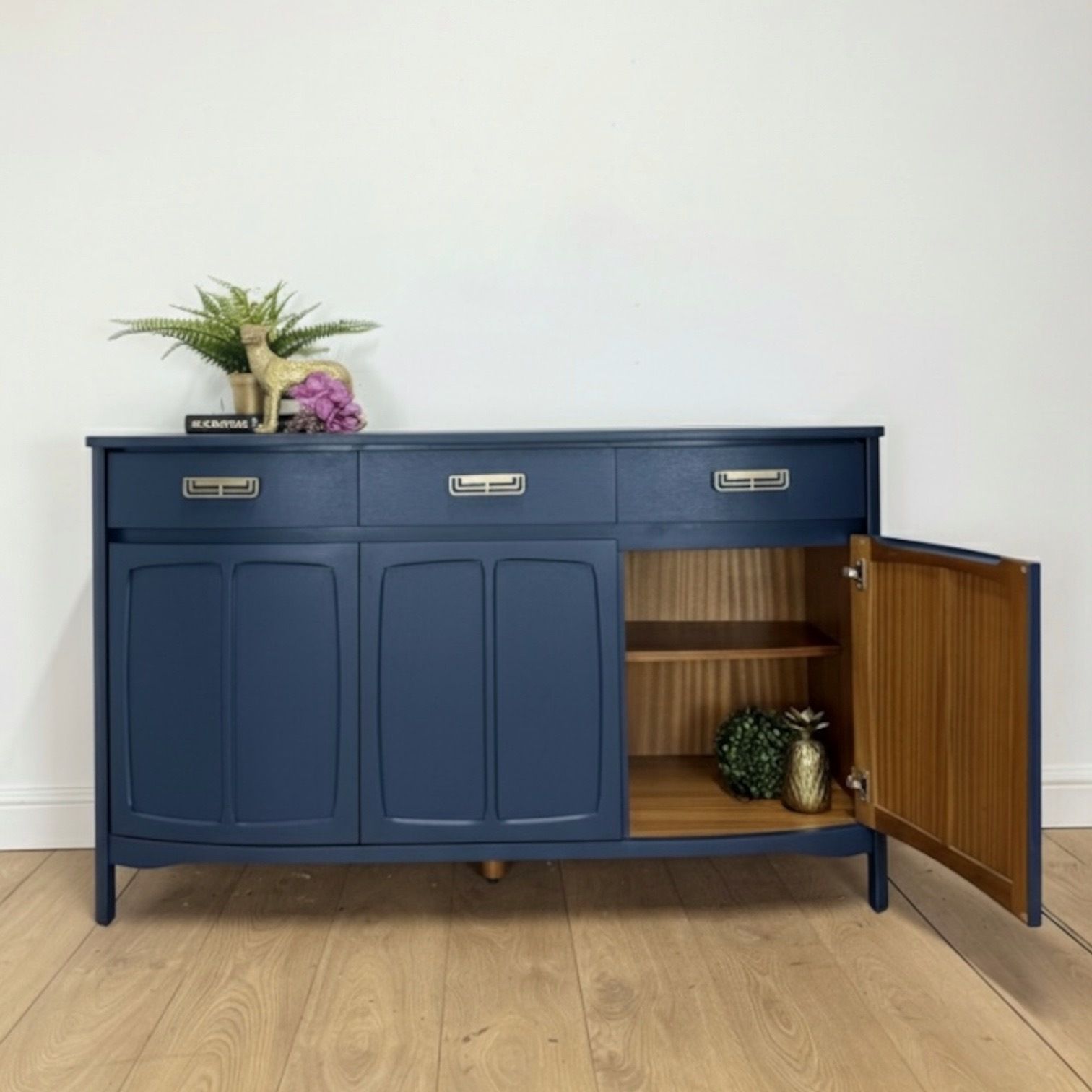 Refinished Navy Blue Nathan Sideboard, Mid Century Modern, Tv Stand, Drinks, Teak photo vintage