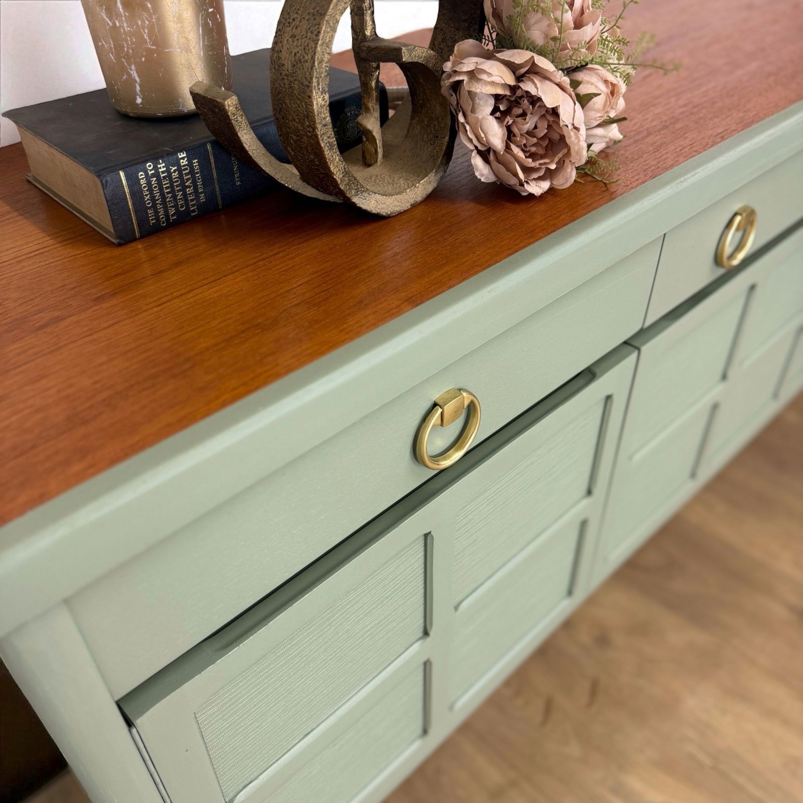 Made To Order Mid Century Modern Sage Green Nathan Sideboard, Drinks, Cocktail, Eucalyptus photo vinterior