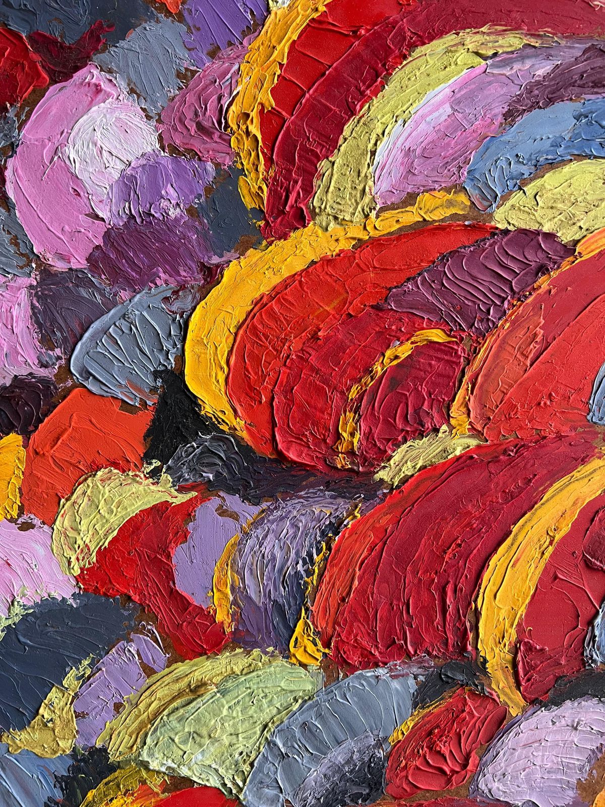 French 1960's Abstract Expressionist Painting With Bold Textured Brushstrokes Sunset Colours photo Art