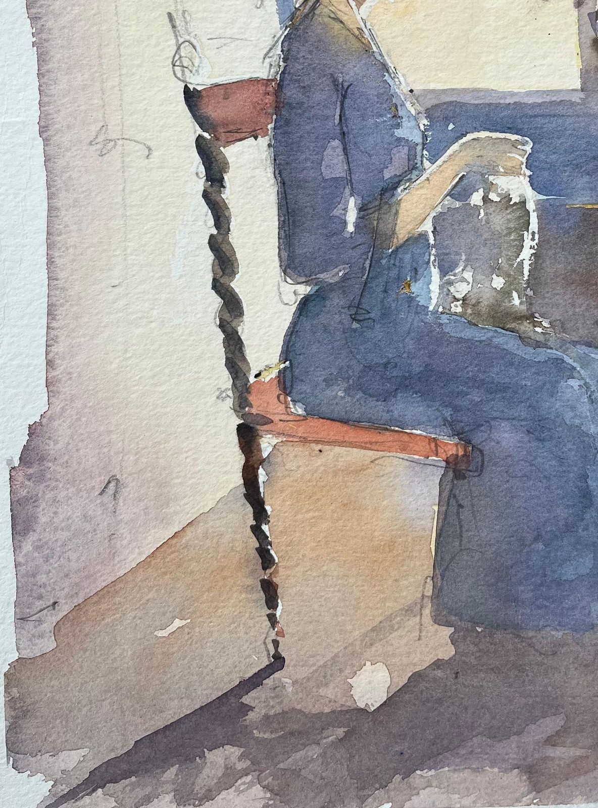 Anthony Avery British Watercolor Of A Woman Sewing By A Sunlit Window photo 530.0