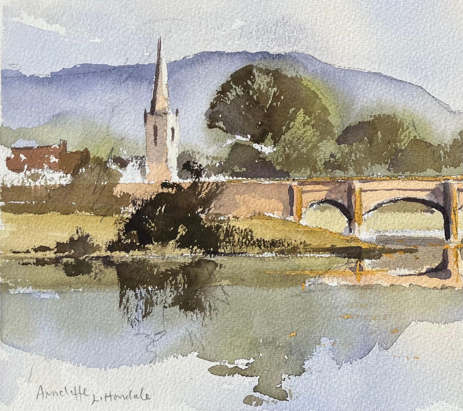 Anthony Avery British Watercolor Of Arncliffe, Littondale With Bridge And Church  1 photo 530.0