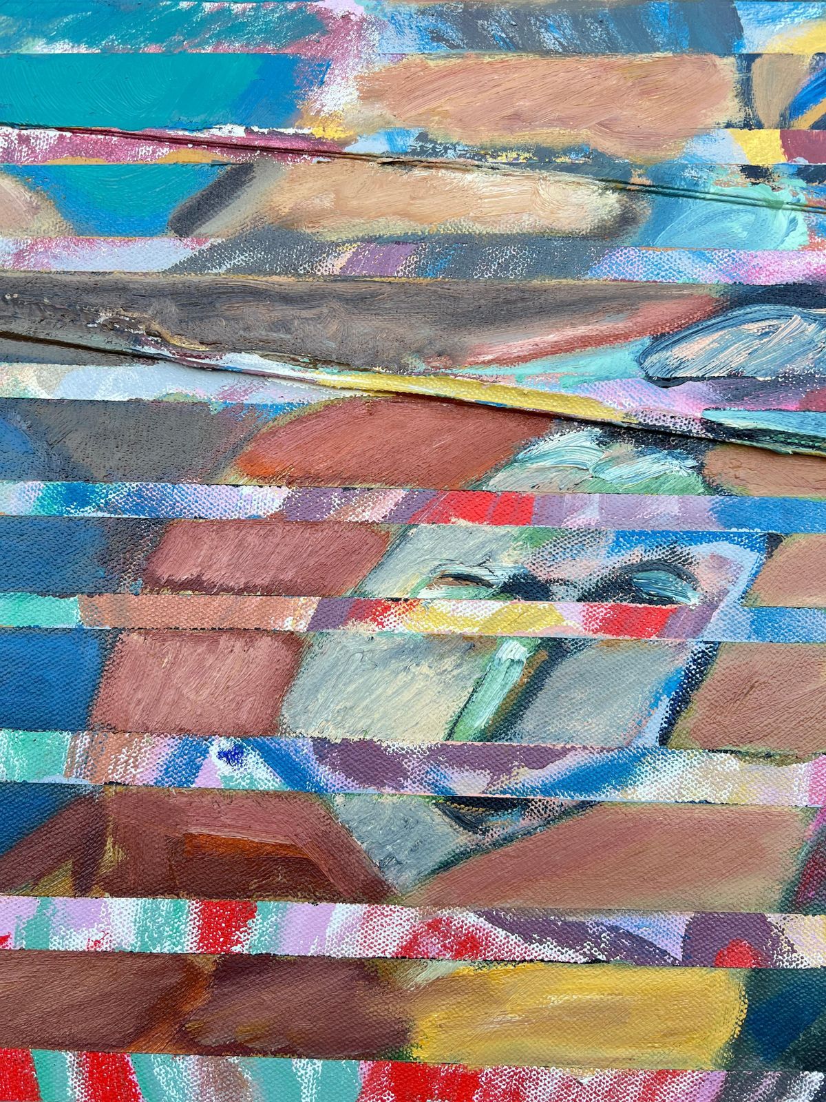 Gilbert Pelissier Huge French 20th Century Abstract Layers & Hidden Portrait 1987 photo 1950.0