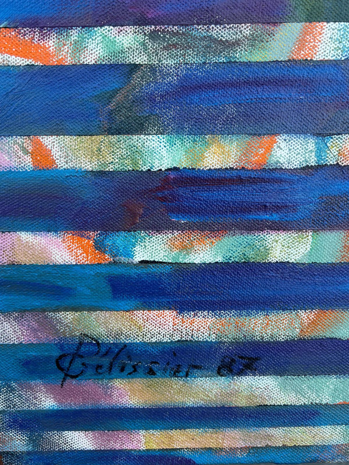 Gilbert Pelissier Huge French 20th Century Abstract Layers & Hidden Portrait 1987 photo vintage