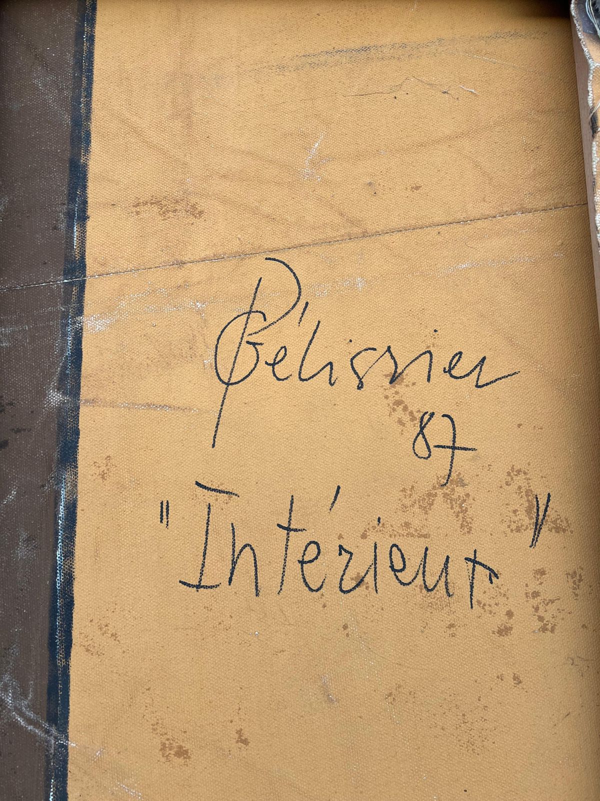 photo for sale Gilbert Pelissier Huge French 20th Century Abstract Layers & Hidden Portrait 1987