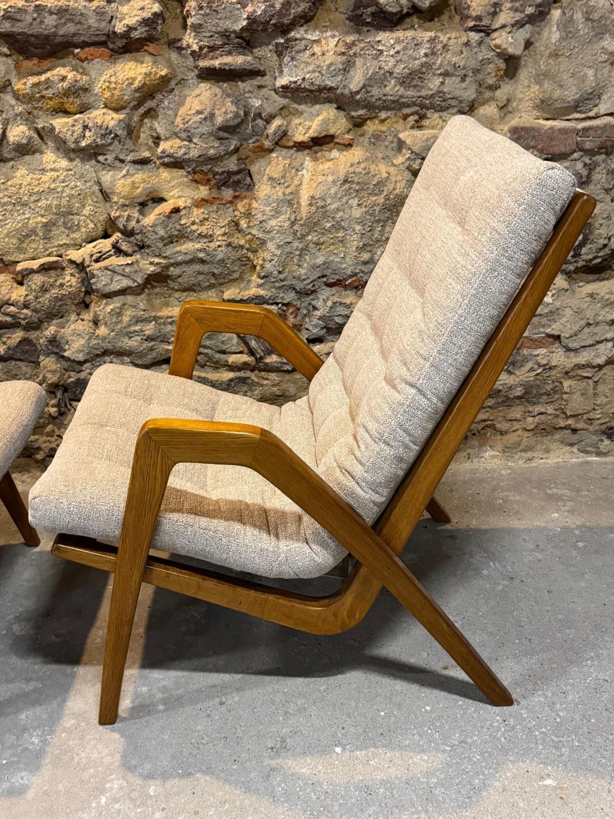 Pair Of Armchairs By Jan Vaněk, 1940s, Fully Restored, Czechoslovakia photo vintage