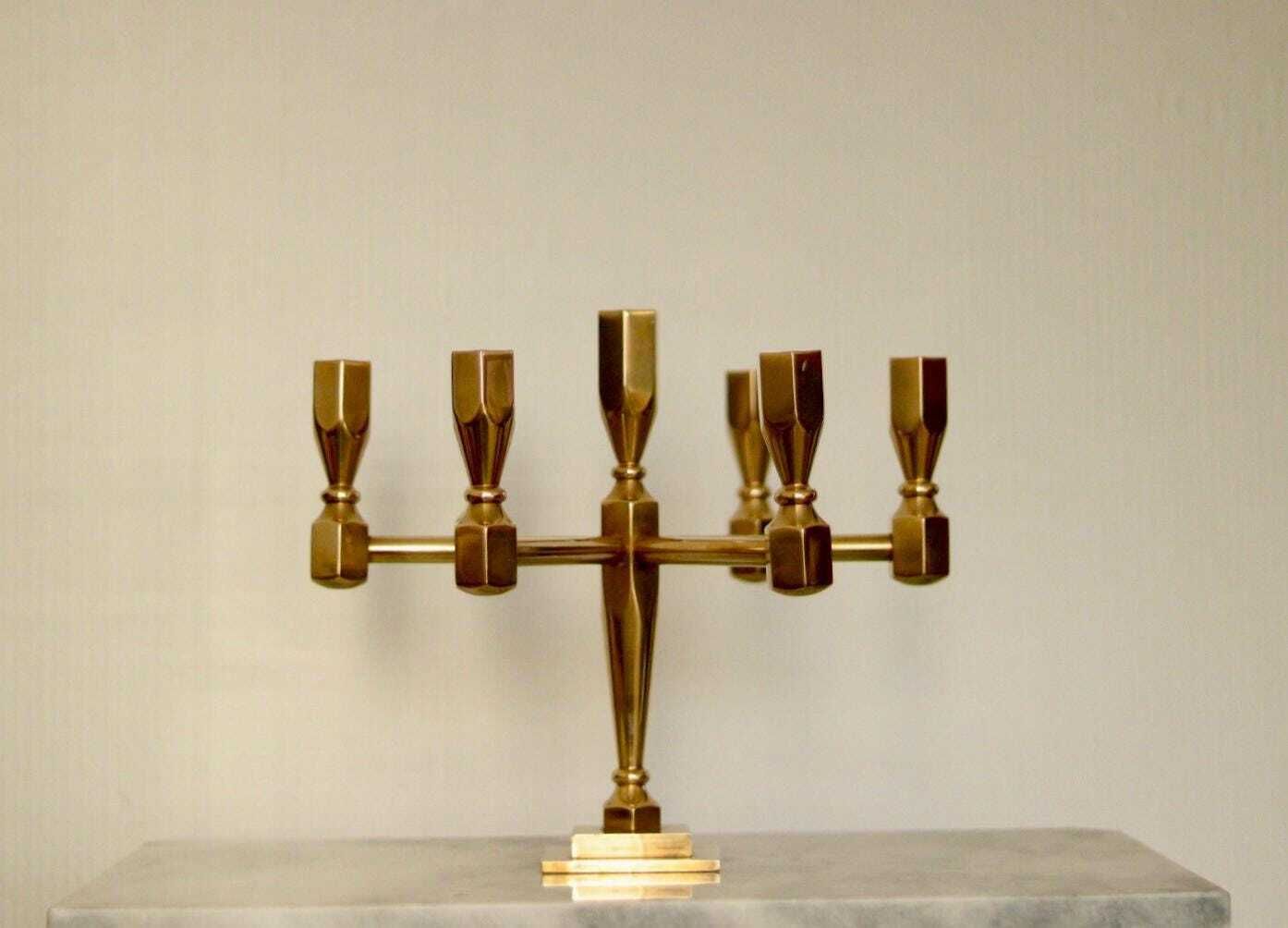 Swedish Vintage Brass Seven Arm Candelabra By Gusum photo vinterior