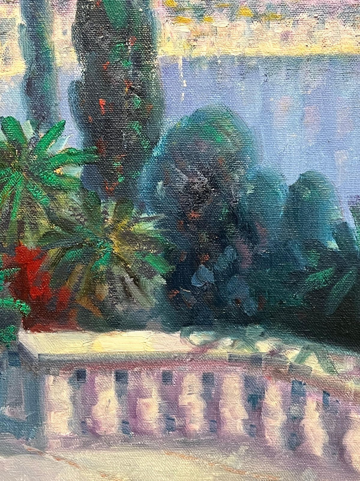 photo for sale Laszlo Ritter Impressionist Signed Oil Painting Menton French Riviera Cote D'azur Landscape 20th Century