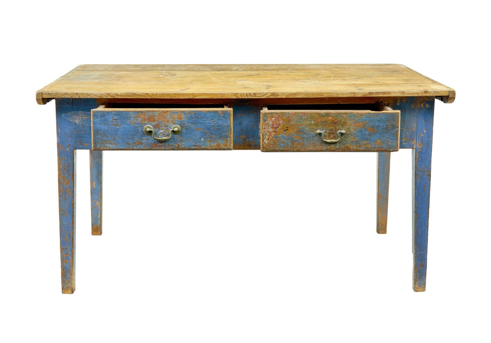 Furniture 19th Century Scandinavian Painted Pine Bakers Table photo
