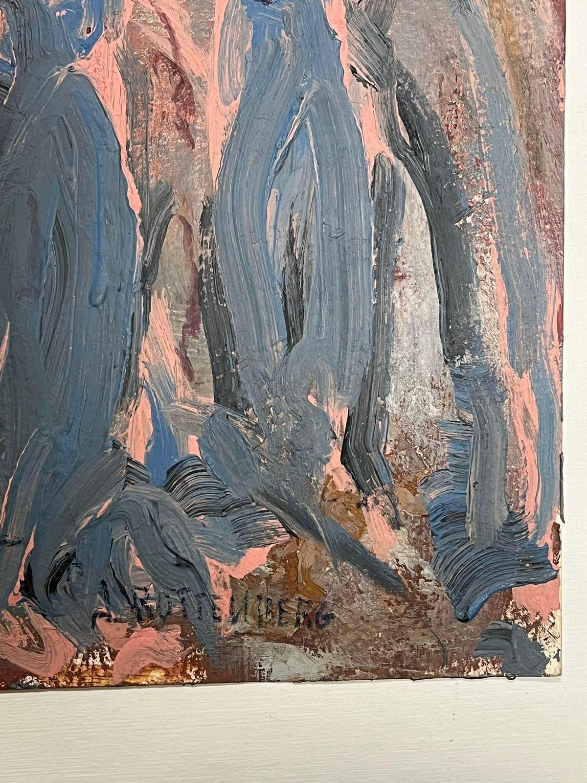 Armand Rottenberg Abstract Expressionist Painting Of Two Penguins Whimsical Companions Oil photo vinterior
