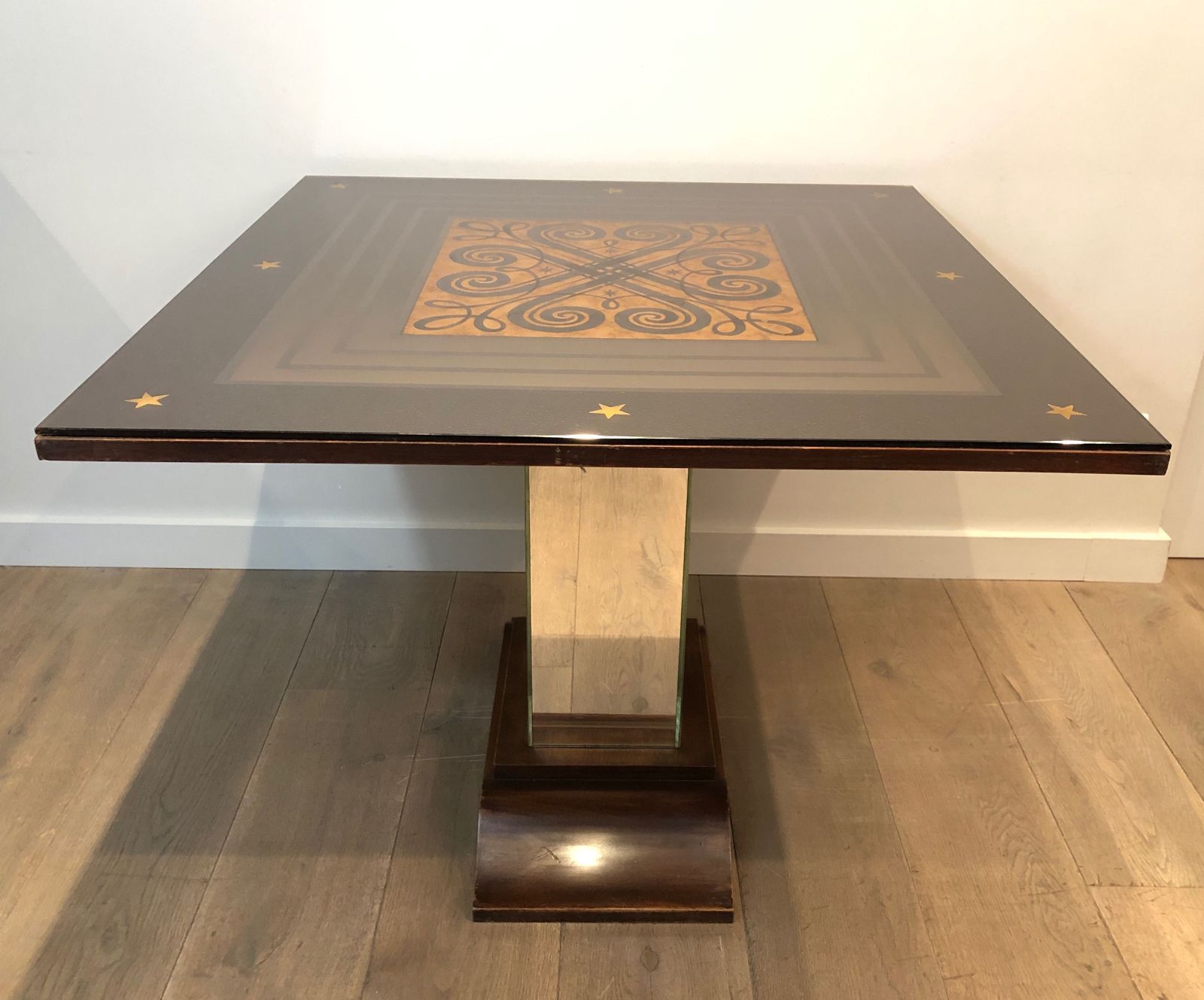 Furniture Art Deco Center Table With An églomisé Mirror Top In The Style Of Jules Leleu And Max Ingrand photo