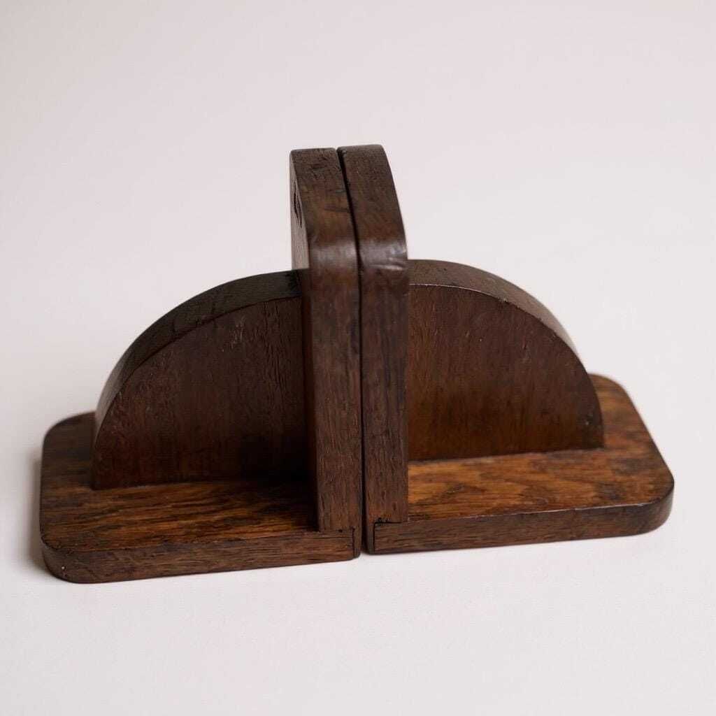 Pair Of Solid Teak Mid Century Bookends / Desk Accessories, C.1950s photo for sale