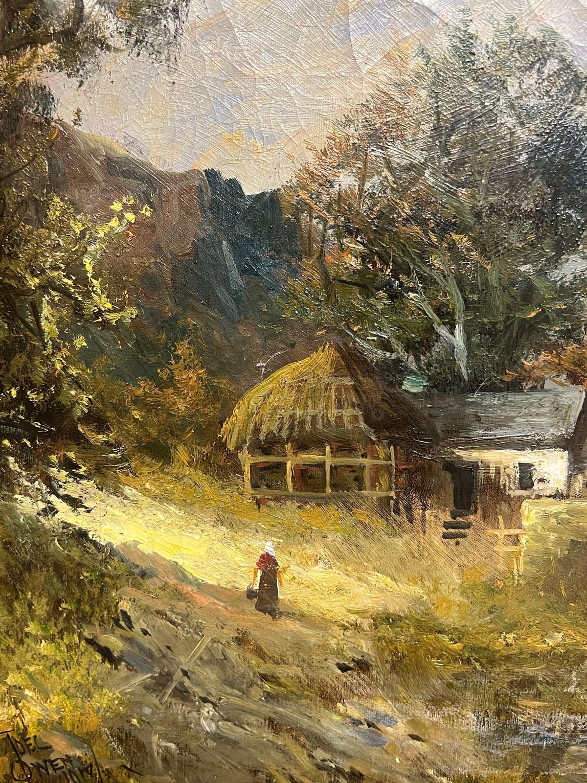 F. E. Jamieson Highland Loch Cottage Majestic Antique Scottish Landscape Oil Painting 1920's photo Art