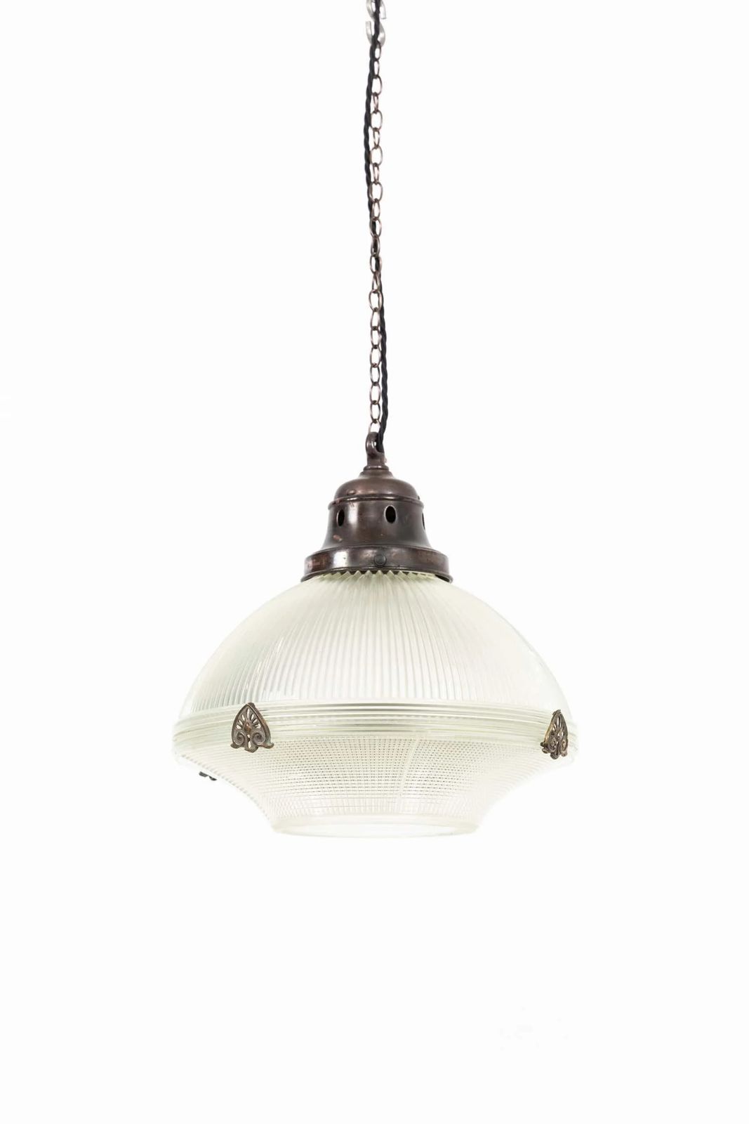 Holophane USA 'Reflector Refractor' Glass Pendant Light