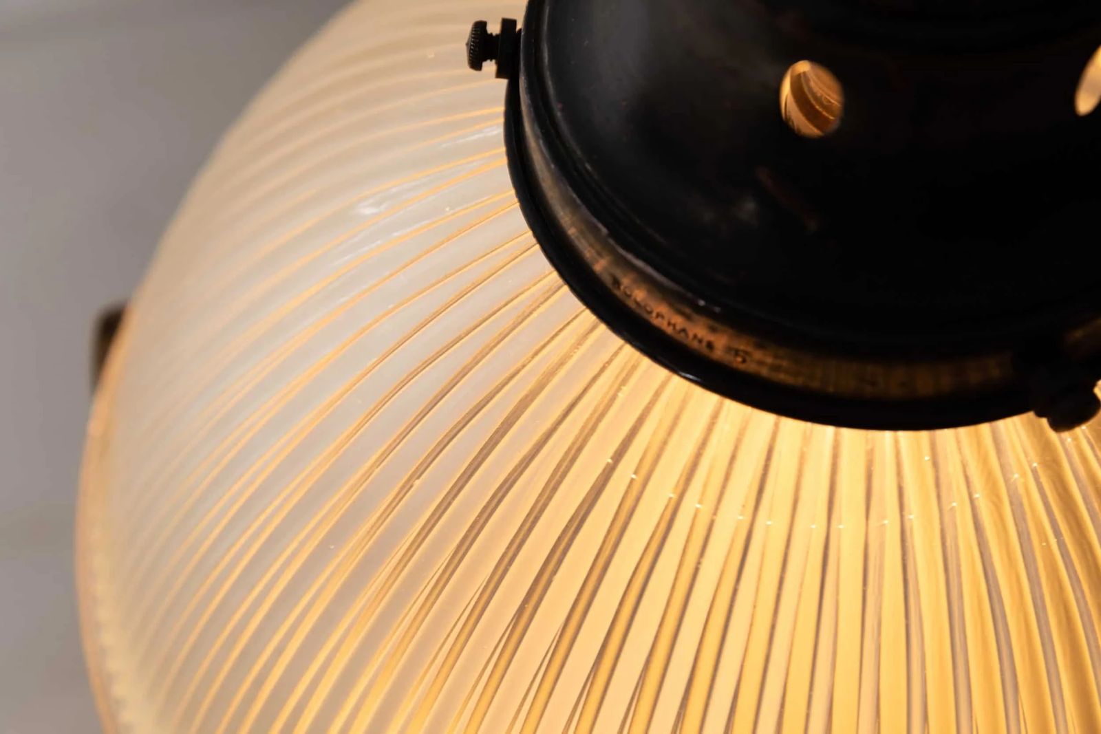 Holophane USA 'Reflector Refractor' Glass Pendant Light photo vintage
