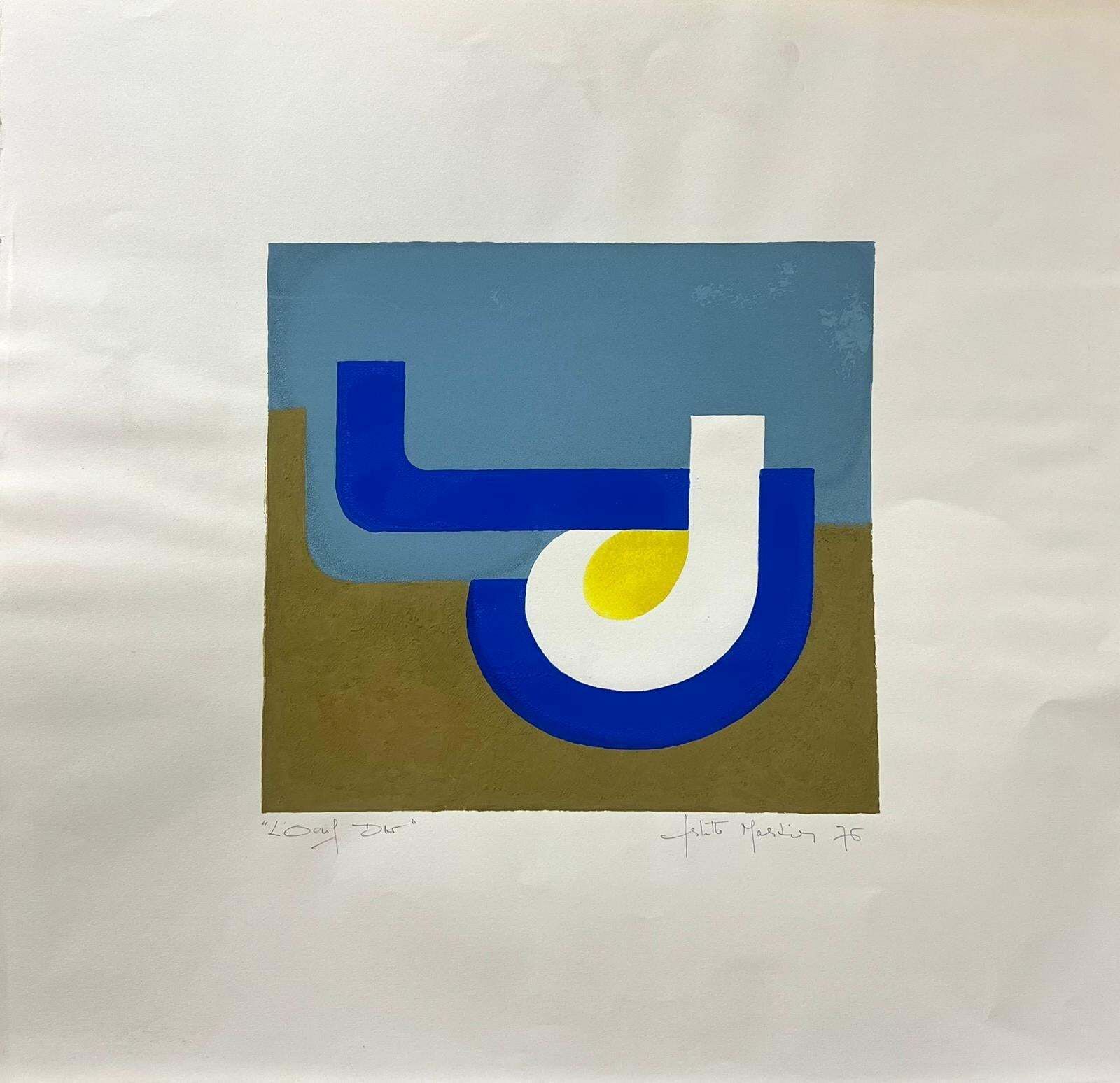 Arlette Martin 1970's French Geometric Abstract Painting Bold Modern Colours 20th Century photo furniture