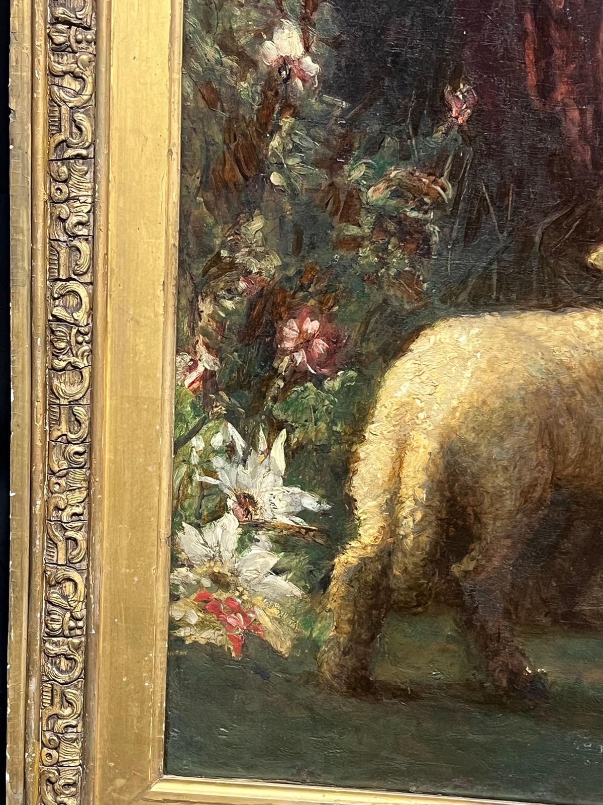 William Underhill Victorian Pastoral Scene Children With Pet Lamb & Cat 19th Century Large Oil 1847 photo buy