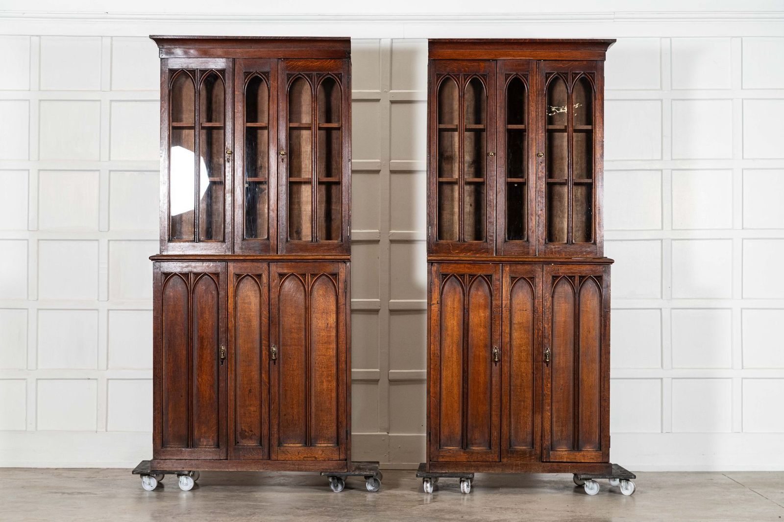 Large 19thc Oak Glazed Library Bookcase photo furniture